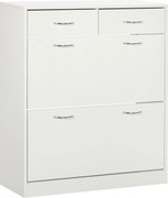 HOMCOM Etajeră pentru Pantofi, 12 Perechi, cu 2 Rafturi Interioare Reglabile și 2 Sertare, din Lemn, 80x30x91.5 cm, Alb | Aosom Romania