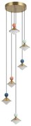 Lustra cu 6 pendule LED, Ceramica, Sticla, BRASS, ZB-25102