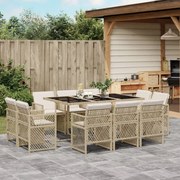 vidaXL Set mobilier de grădină cu perne, 11 piese, bej, poliratan