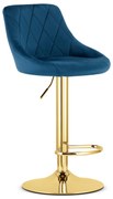 Scaun Bar Kona Catifea Albastru, Baza Aurie