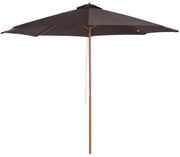 Outsunny Umbrelă de Grădină cu Stâlp din Lemn și Sipci, Material Poliester, Φ300x250cm, Nuanță Cafeniu | Aosom Romania