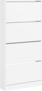 vidaXL Dulap de pantofi cu 4 sertare rabatabile, alb, 80x21x163,5 cm