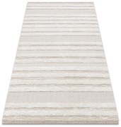 Covor ECO SISAL MOROC 22329 zigzag, linii boho franjuri - structural bej / cremă