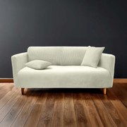 Husă crem elastică pentru canapea cu 3 locuri Sacha – douceur d'intérieur
