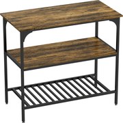HOMCOM Raft de brutărie, raft de bucătărie cu 3 nivele și cadru din oțel, Maro rustic+Negru | Aosom Romania