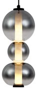 Lampă suspendată Art Deco neagră cu sticlă fumurie și transparentă 3 lumini incl. LED - Lizzy