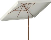 Outsunny Umbrelă de Grădină 2x3 m Inclinabilă cu Deschidere cu Manivelă, Orificiu de Ventilație și Margine cu Volane, Umbrelă de Exterior Dreptunghiulară Anti-UV 50+ din Aluminiu și Poliester de 180 g/㎡, Crem | Aosom Romania