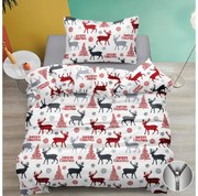 Lenjerie de pat din bumbac MERRY CHRISTMAS DEER albă Dimensiune lenjerie de pat: 70 x 90 cm | 140 x 200 cm