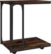 vidaXL Masă laterală cu roți stejar fumuriu 50x35x55,5cm lemn compozit