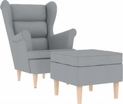 vidaXL Fotoliu cu taburet pentru picioare, gri deschis material textil