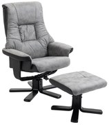 HOMCOM Fotoliu relax cu taburet, rotativ 360°, înclinabil 135°, husă respirabilă, 78 x 82,5 x 109 cm, gri | Aosom Romania