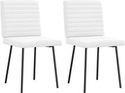 vidaXL Scaune de bucătărie, 2 buc., alb, piele ecologică