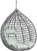 Scaun suspendat gri KOKON fara suport, perna verde deschis cu model