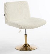 HR150N Scaun Alb din Catifea Reiată cu Bază Aurie