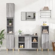 vidaXL Set mobilier de baie, 3 piese, gri sonoma, lemn prelucrat