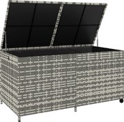 Outsunny Cufăr de grădină din rășină împletită, cufăr de depozitare exterior 650 L impermeabil cu căptușeală cu fermoar | Aosom Romania