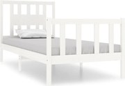 vidaXL Cadru de pat single, alb, 90x190 cm, lemn masiv