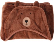 Pătură fleece pentru copii cu glugă Bear maro , 70x 100 cm