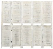 Paravan de cameră cu 5 panouri alb antichizat 178,5x166 cm lemn