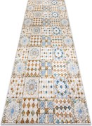 ANDRE 53010 covor lavabil gresii de Lisbona, bucatarie, anti-alunecare - bej / albastru