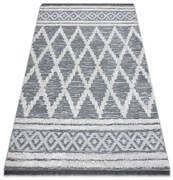 Covor ECO SISAL BOHO MOROC Caro 22297 franjuri - două niveluri de lână gri / cremă, covor reciclat