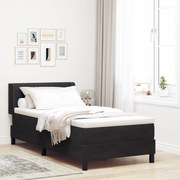 vidaXL Pat cu Saltea cu Arcuri Negru 100x200 cm Catifea Negru