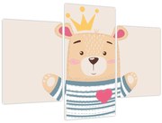 Tablou - Teddy ursuleț cu coroană (90x60 cm)