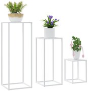 Outsunny Lot de 3 suporturi pentru plante pătrate din metal, empilabile interior și exterior, pentru grădină, balcon, casă, alb | Aosom Romania