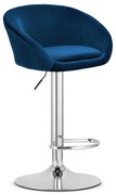 Scaun Bar Elitte Catifea Albastru, Baza Cromata