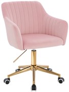 HR190K Scaun Roz Pudra din Catifea cu Bază Aurie