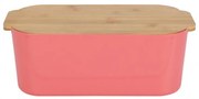 Cutie paine Brott, rosu coral, plastic, capac bambus, 33 x 18.5 x 12 cm