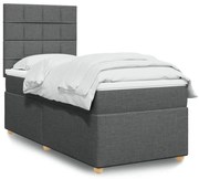 vidaXL Pat box spring cu saltea, gri închis, 80x200 cm, textil