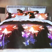 Set lenjerie pat cocolino FIRE BUTTERFLYES, multicolor, 240x240 cm, cu