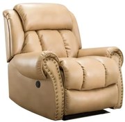 Fotoliu Masaj si Incalzire, Recliner, suport picioare extensibil, Air PU Premium, Bej