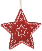 Decorațiune ceramică pentru agățat Star , 9 x 8,7x 1 cm, roșu turtă dulce