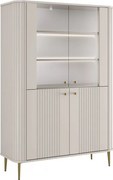 Vitrină Vesper 103 cm cu 4 uși - cașmir / picioare aurii