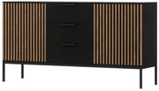 Comoda MEORATI 150x40 cm, neagra/dub artisan