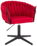 HR750CROSS Scaun Roşu din Catifea cu Bază Neagră