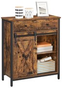 Comodă FIRA cu uși glisante și sertare, maro/negru