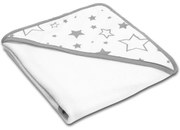 Prosop bebe din bumbac cu gluga 90x90 cm Kidizi Galaxy Grey, potrivit de la nastere pana la 2 ani
