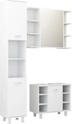 vidaXL Set mobilier de baie, 3 piese, alb, lemn prelucrat