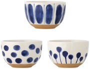 Boluri mici albe/albastre 3 buc. din gresie 500 ml Linora – Bloomingville