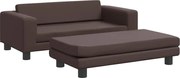 vidaXL Canapea copii cu taburet maro 100x50x30cm piele ecologică