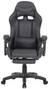Scaun gaming, masaj în perna lombară, suport picioare, textil, Negru