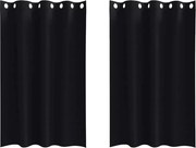 vidaXL Perdele Opaque cu Inel 2 pcs Negru 175 x 140 cm Poliester