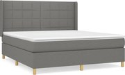 vidaXL Pat box spring cu saltea, gri închis, 180x200 cm, textil