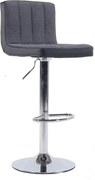 Scaun bar HILDA, gri/negru cromat, stofa clasica/piele ecologica/metal