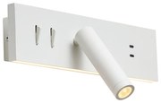 Lampă de perete modernă albă reglabilă cu USB-C incl. LED - Modric