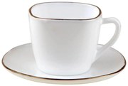 Set cesti cafea 12 piese, opal, alb cu auriu, 220 ml Kinghoff KH-1930