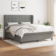 vidaXL Pat continental cu saltea, gri închis, 160x200 cm, țesătură
